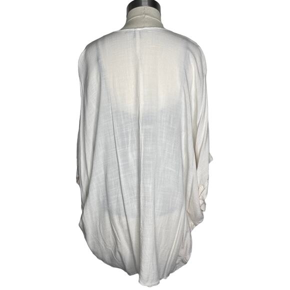 Final Touch White/ Cream Bat Wing Open Front Cardigan Size Large - Picture 3 of 7